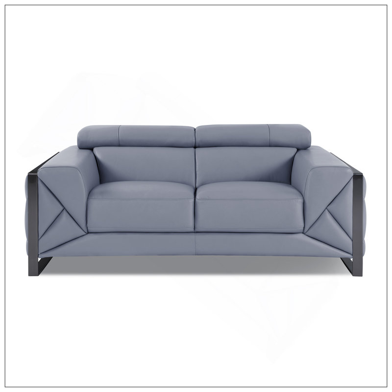 Causeuse en cuir italien Global United, Light Blue