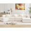 Chaise longue blanche modulaire en L 140 po avec méridienne, 4 sièges - sans assemblage, design contemporain minimaliste-1643232724-1643232712