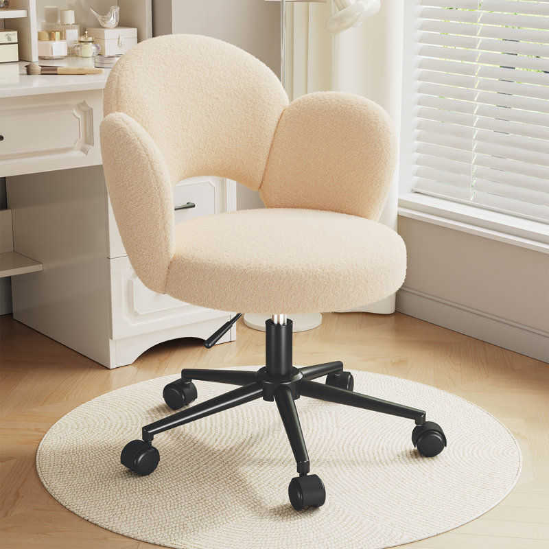 Chaise de bureau à dossier réglable avec hauteur et pivotant Lovely Petal, Jaune maïs