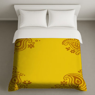 Housses de couette à motif cachemire jaune