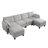109 Inch Gray Chenille Modular Sectional Sofa,  L-Shaped Cloud Couch With Storage Ottoman, DIY Combination For Living Room-1649780903-1649780892