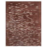 Tapis brun foncé / blanc en laine noué à la main à motif abstrait 8 pi 2 po x 10 pi Abstract