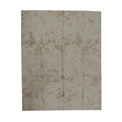 Tapis blanc et orange noué à la main de haute qualité