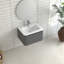 Armoire de salle de bain murale 24 po avec lavabo flottant mural et tiroir en céramique blanche-2025273531