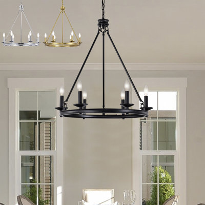 Crum 6 - Light Dimmable Wagon Wheel Chandelier