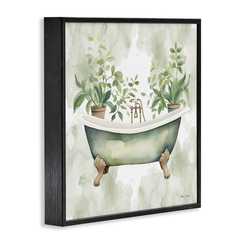 Oasis de bain avec giclée encadrée de verdure, design par Nicole DeCamp, Giclée encadrée noir minuit, H 12 po x l 12 po