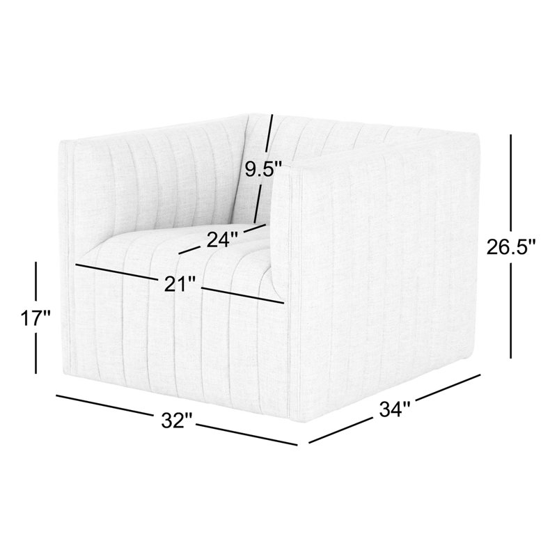 Augustine Swivel Armchair, Dover Crescent White Linen Blend