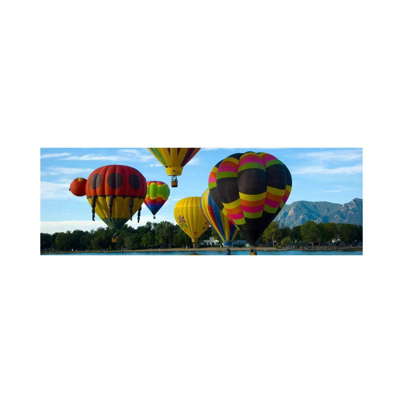 Colorado Springs Panoramic Skyline Cityscape (Air Baloon Competiton) - Wrapped Canvas Panoramic Print