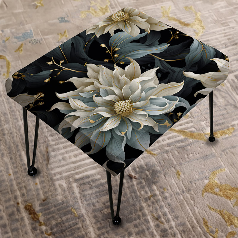 Beige And Blue Flowers Elegance - Glam Rectangle Ottoman