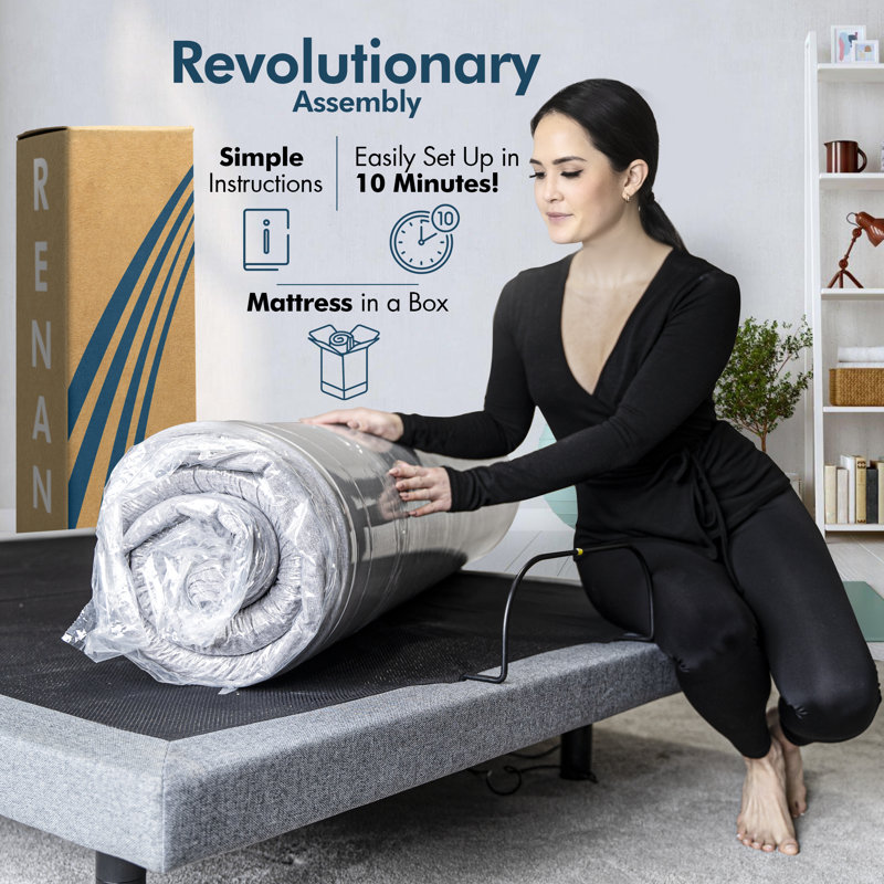 Split King Massaging Adjustable Bed with Remote 12 Inch Memory Mattress Included