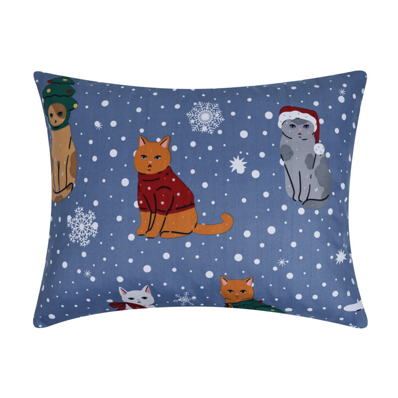 Greenland Home Fasions Winter Whiskers Blue King Sham, 20x36, King