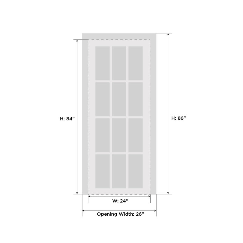 Portes à panneaux en bois, 24 po x 84 po, French Door