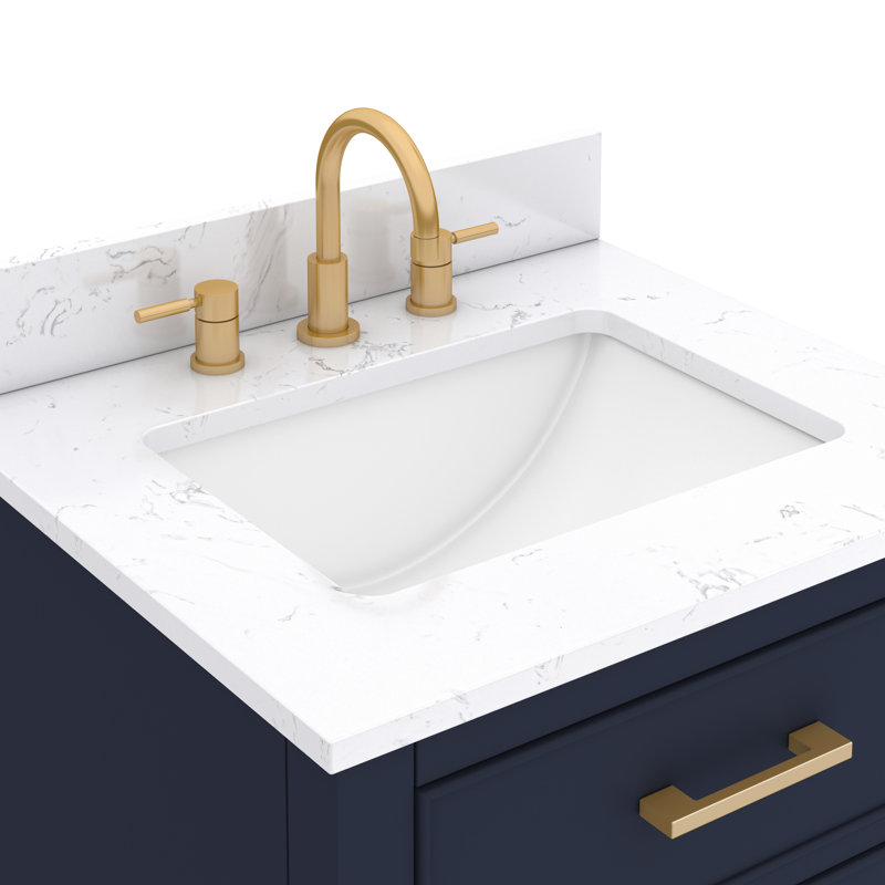 Ensemble de meuble-lavabo simple 25 po Brooks, Bleu marine, Or