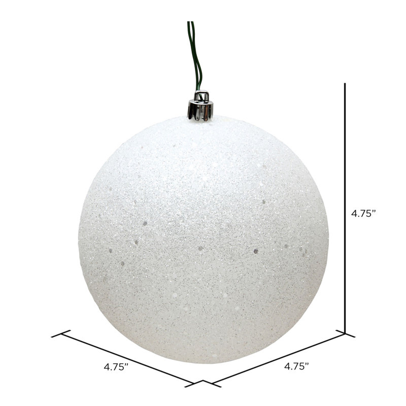 Décoration de boule décorative des Fêtes, H 4,75 po x l 4,75 po x P 4,75 po, Blanc