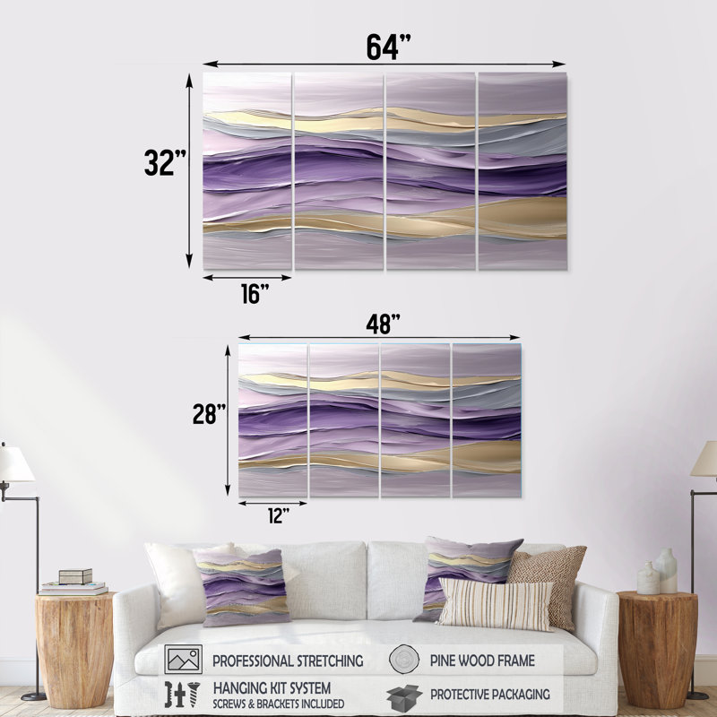 Erith - Art mural transitionnel - Art mural moderne pour le salon, 4, H 28 po x l 48 po