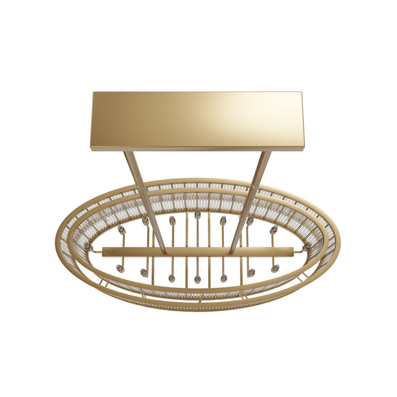 Waldorf Metal And Glass Rod Oval Chandelier, Antique Brass