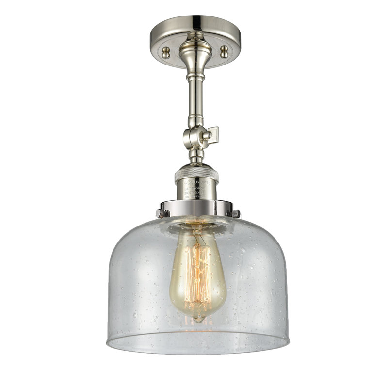 Plafonnier simple semi-encastré 8 lumières Handley, Grainé, Ampoule DEL rétro de 3,5 watts, Nickel poli