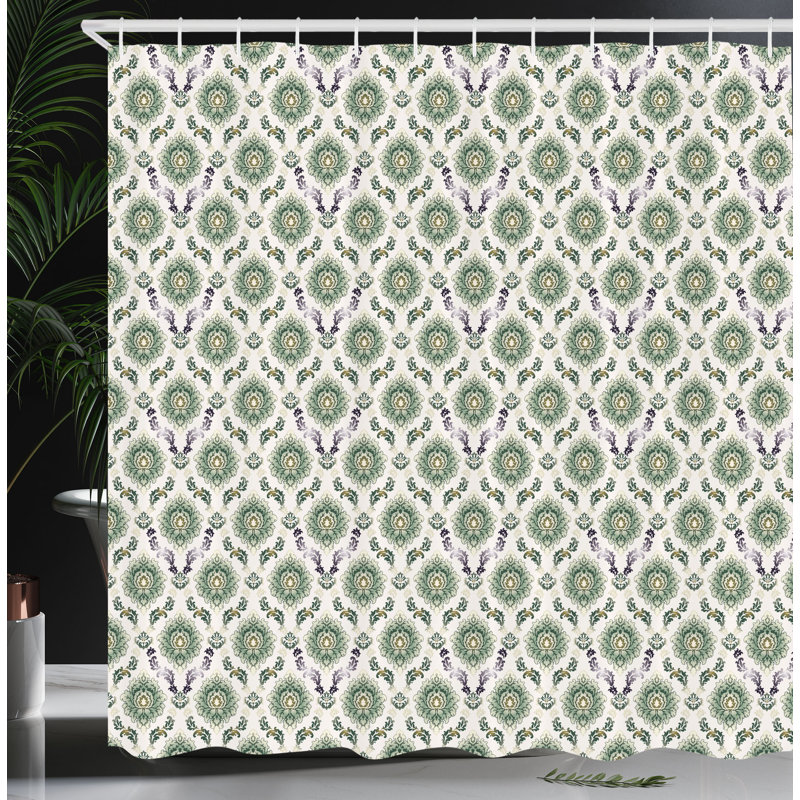 East Urban Home Classical Shower Curtain Orient Damask Pattern, 84"H x 69"W