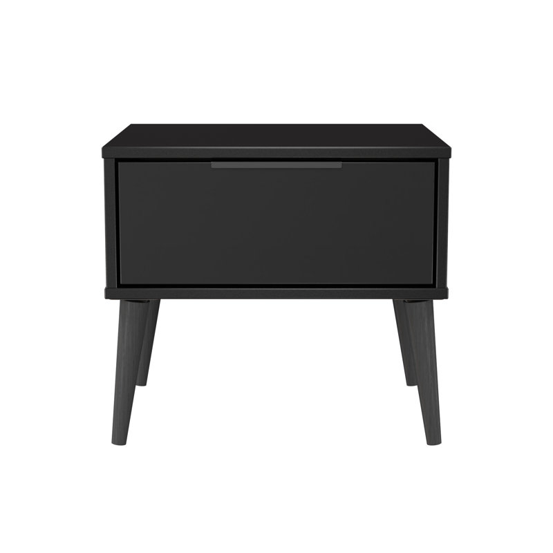 Solvay 45cm W Manufactured Wood Bedside Table, Black