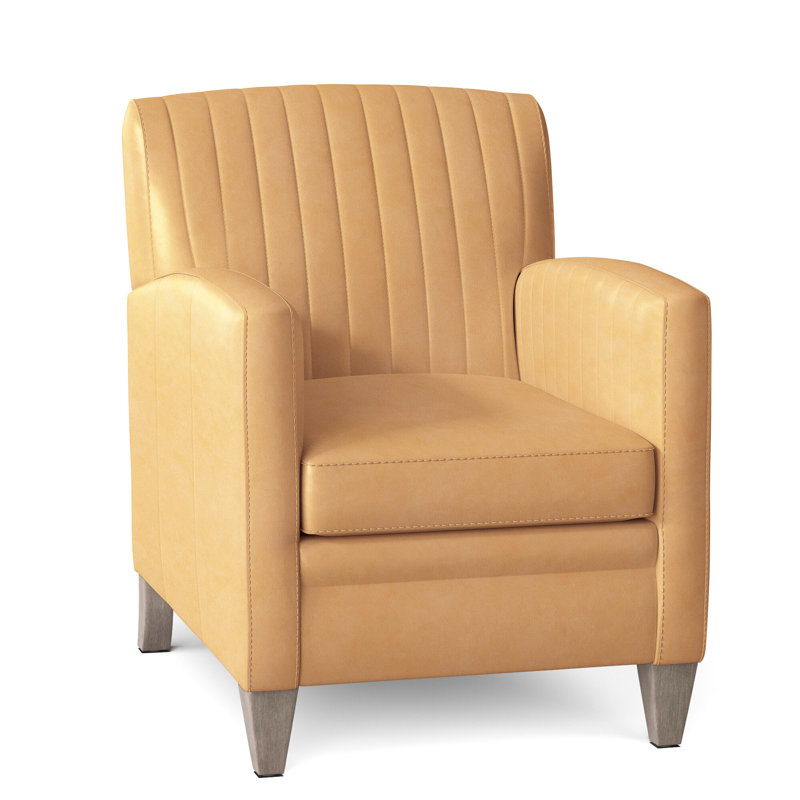 Barnabus Leather Club Chair, Anilina Cacao Genuine Leather, Stone