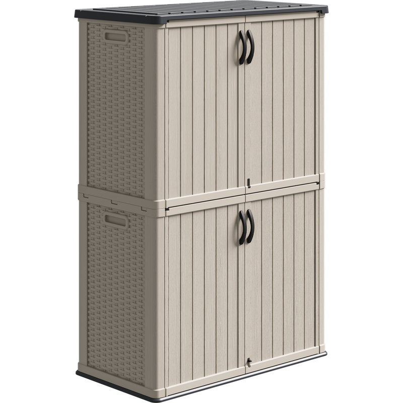 4 Ft. W X 2 Ft. D Outdoor Resin Vertical Storage Shed, Beige