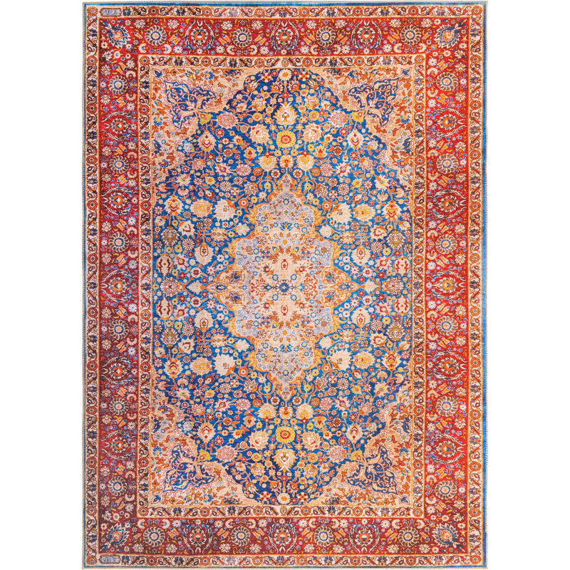 Tapis oriental bleu marine / rouge / orange, Rectangle 2 pi x 3 pi