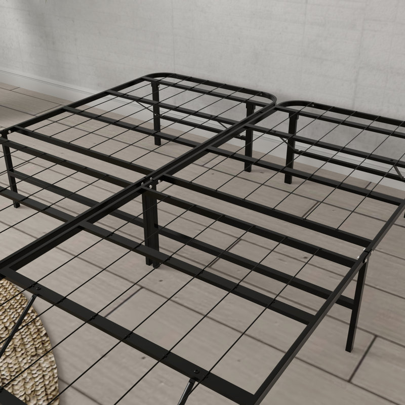 King Black Steel Platform Bed - Foundation Heavy Duty, No Box Spring, Quick Setup In Design, 5 Minute Installation, Underbed Storage Space