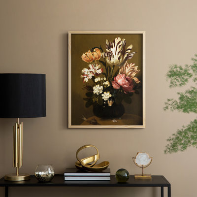 Reproduction florale vintage encadrée CECLIV - bois massif