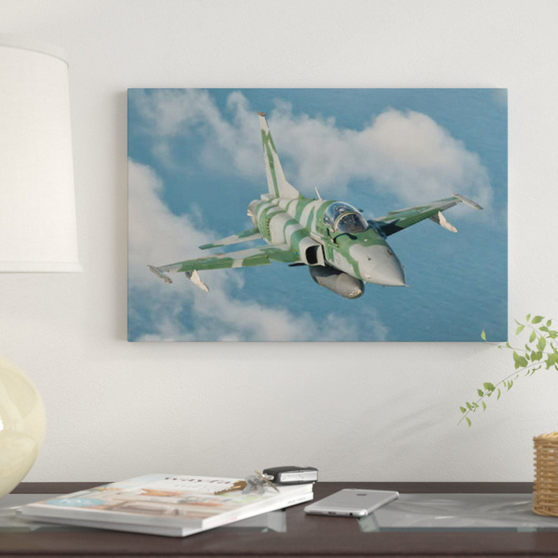" Brazilian Air Force F-5 " by Giovanni Colla, 18" H x 26" W x 1.5" D, Black Framed Canvas, No Mat