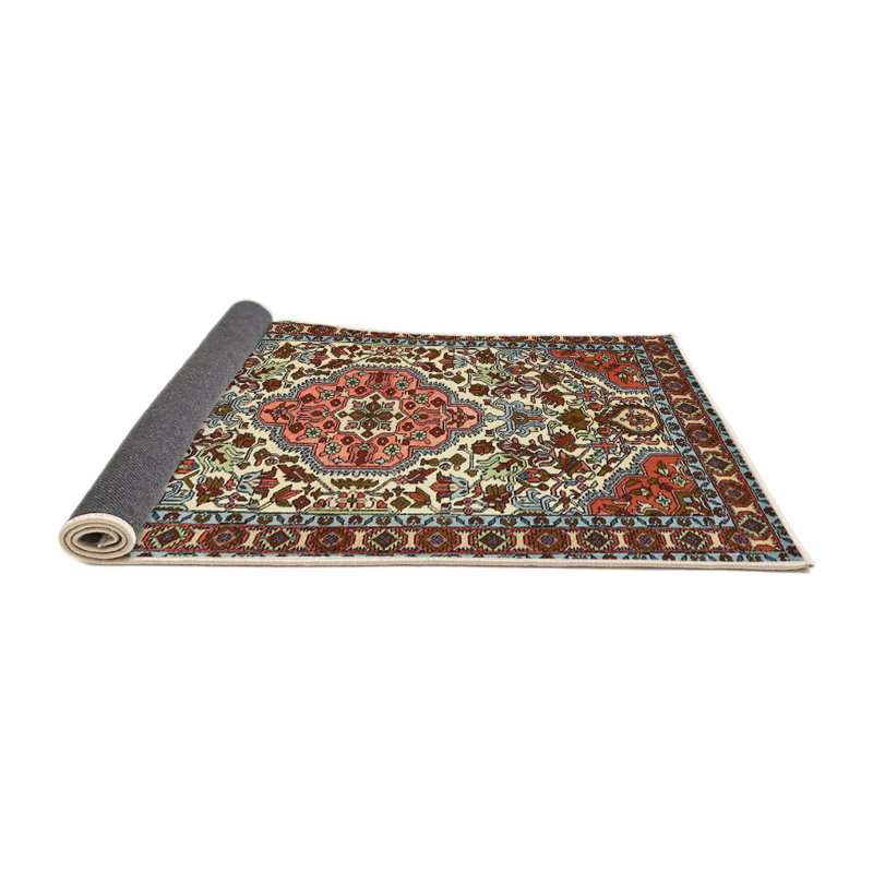 Tapis traditionnel mehroon/bleu ciel/rouge, Rond 3 pi