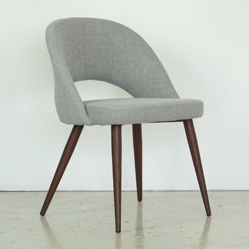 Chaise d'appoint en tissu Albeiro, Noyer, Gris clair