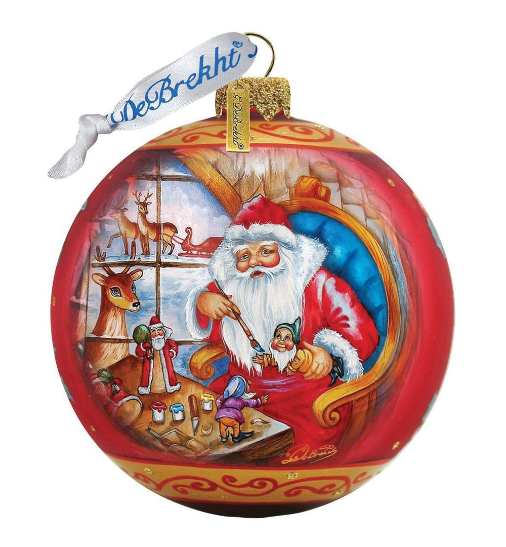 Holiday Splendor Santa Workshop Ball Ornament G Debrekht