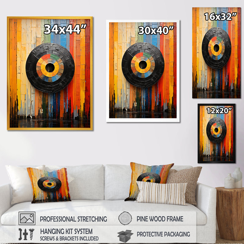 Acoustique Serenity Vinyle Disque I - Vinyle disques Art mural, Toile tendue, H 40 po x l 30 po x P 1,5 po