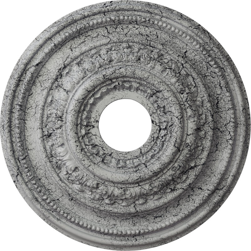 Endurathane Orleans Ceiling Medallion, 17 5/8"OD X 3 5/8"ID X 1 7/8"P (Fits Canopies up to 4 5/8"), Hand-Painted Ultra Pure White Crackle Finish