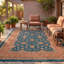 Tapis Acacia2 traditionnel à motif floral intégral, bleu sarcelle, or et crème, lavable à la machine, antidérapant, à poils courts, pour l'intérieur et l'extérieur, adapté aux animaux domestiques, idéal pour le salon, la chambre, la salle à manger, l'entrée, le couloir ou le bureau.-425780514