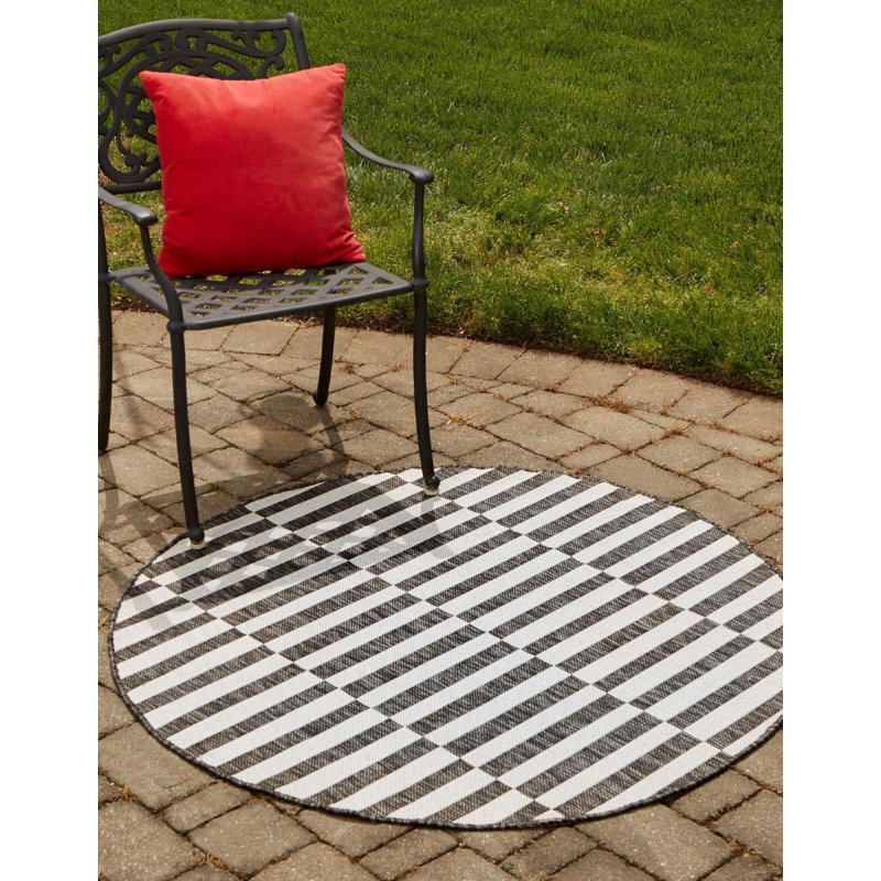 Outdoor Glimmer Area Rug Gray Color, Round 4'