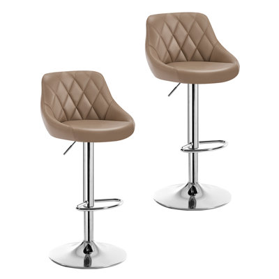 Swivel Upholstered Faux Leather Adjustable Height Bar Stool