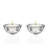Glass - Tea Light Candle Holder - Set of 2 - Horizontal Lines Design - 3.5" Diameter