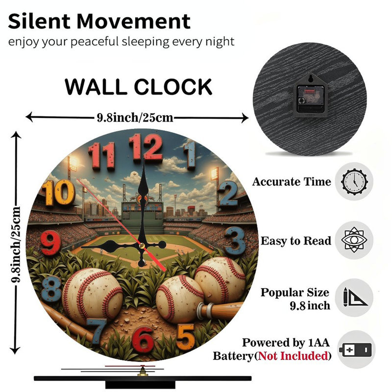 Horloge murale baseball