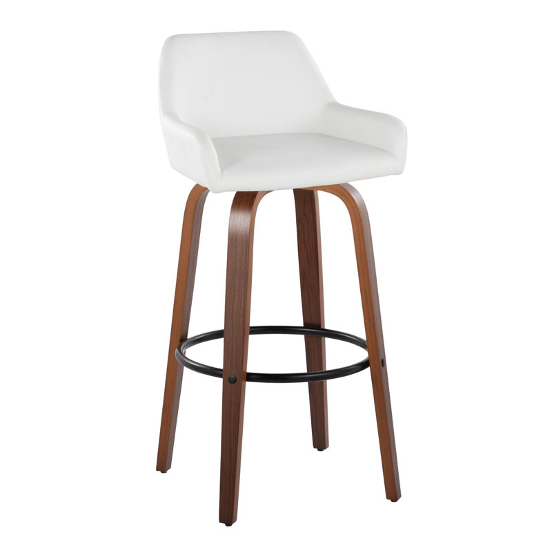 Contemporary Fixed-Height Barstool, White, Brown/Black