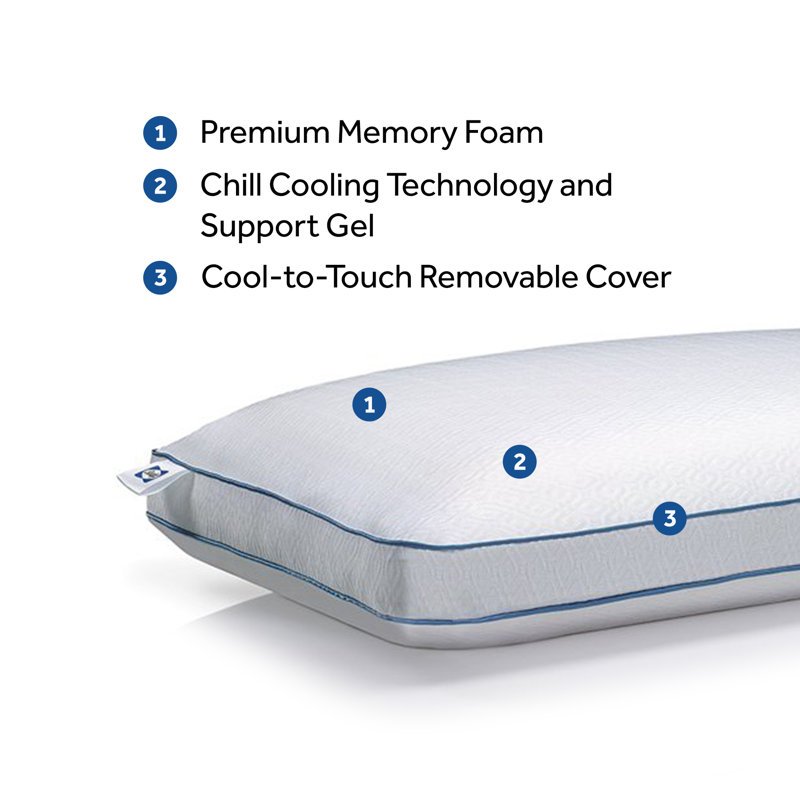 Sealy Premium Chill Medium Memory Foam Standard Cooling Bed Pillow