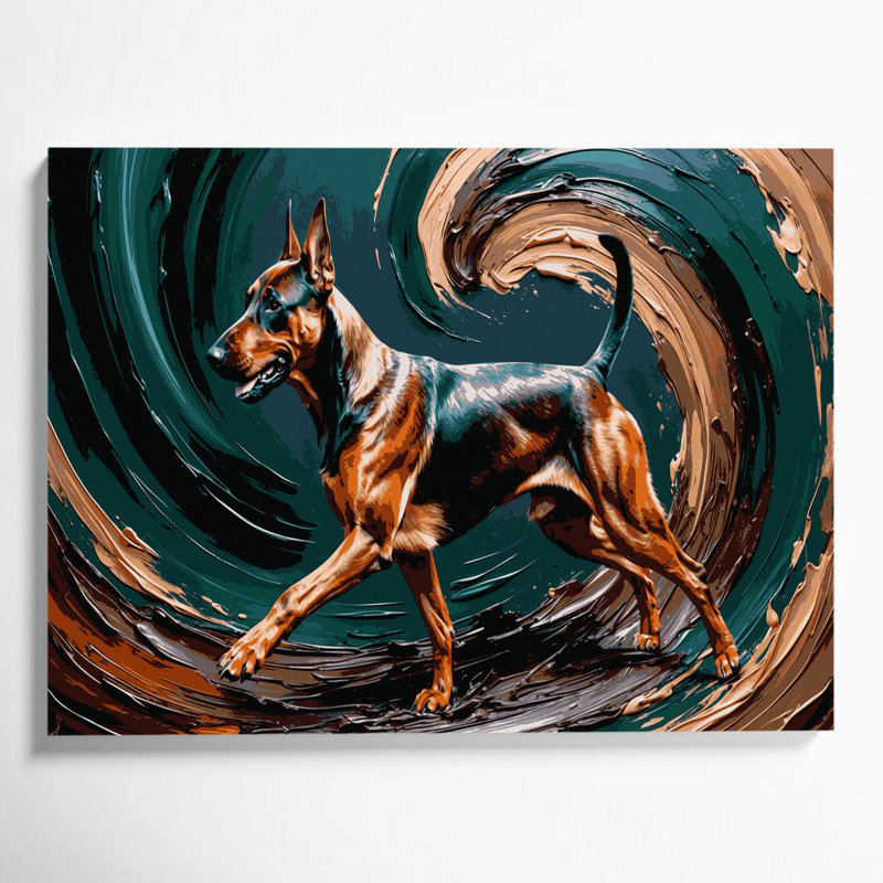 «Dogs German Pinscher», art mural sur toile bleue, H 11 po x l 14 po