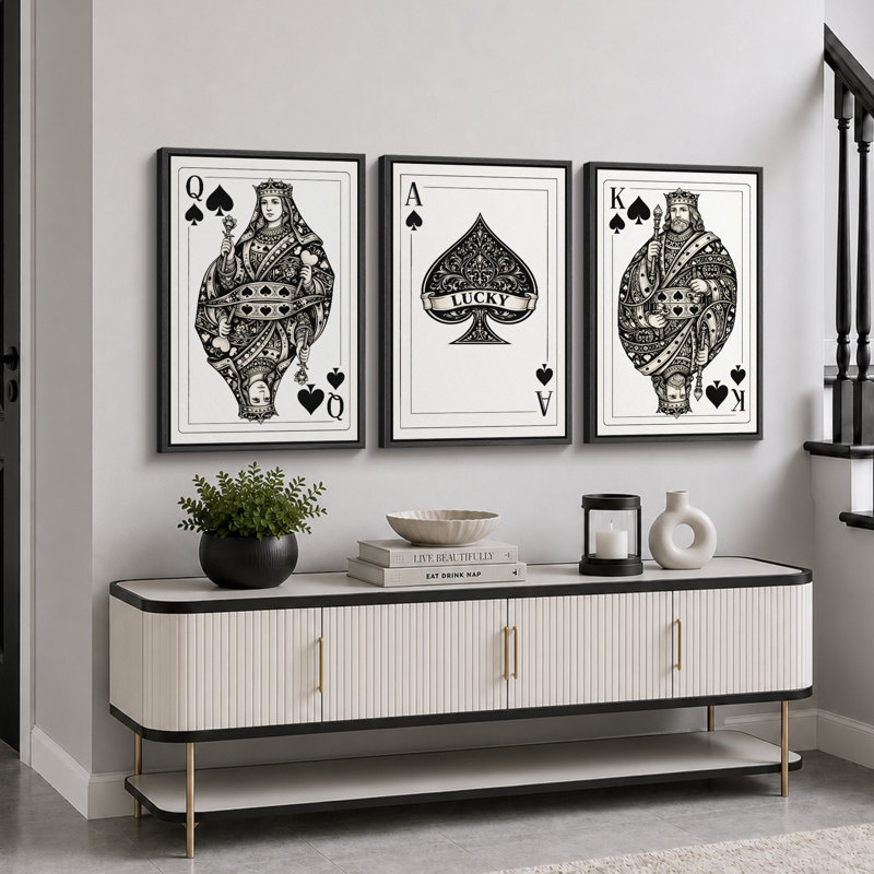Reproduction de giclée sur toile encadrée 3 pièces, H 36 po x l 72 po x P 1,5 po, Cadre noir