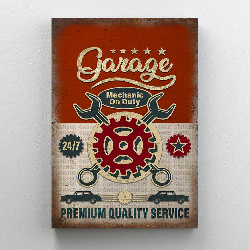 Outils dans le garage - Service de qualité supérieure - 1 pièce, reproduction d'art graphique sur toile tendue