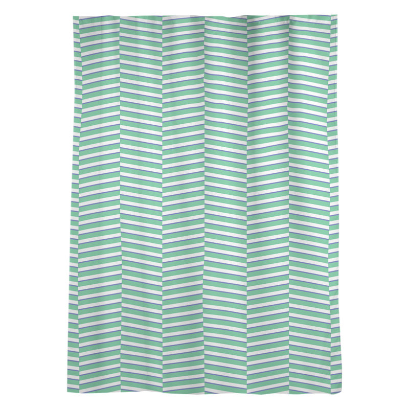 Panneau de rideau simple diaphane à rayures avec passe-tringle, Vert / bleu marine