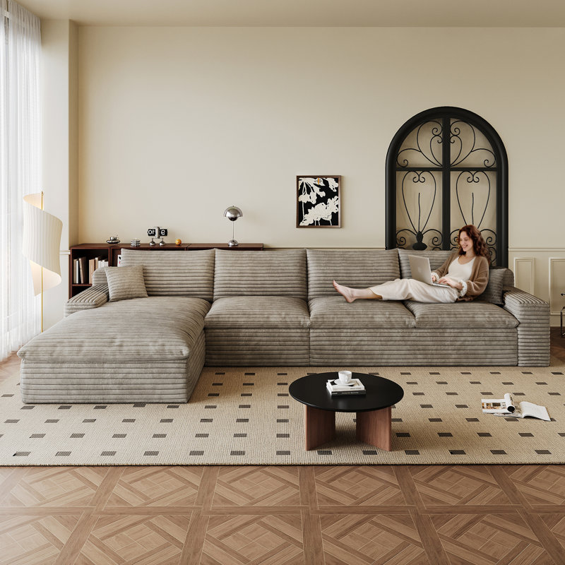 Canapé modulaire polyvalent en velours côtelé