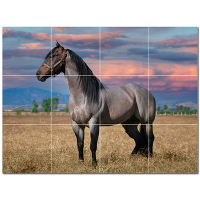Murale en céramique satinée Horse Photo 8 po x 8 po