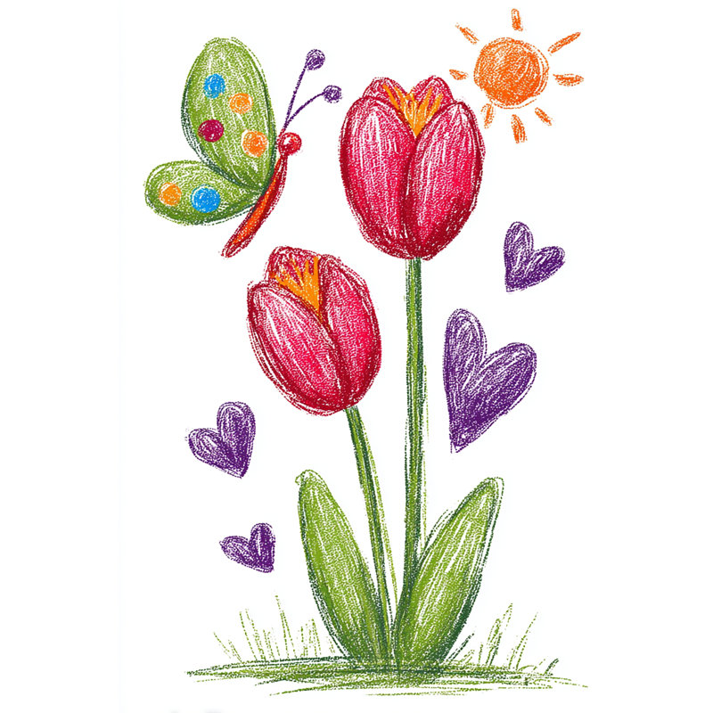 Sunny Tulips Wrapped Canvas Wall Art, 32"W x 48"H x 1.5"D