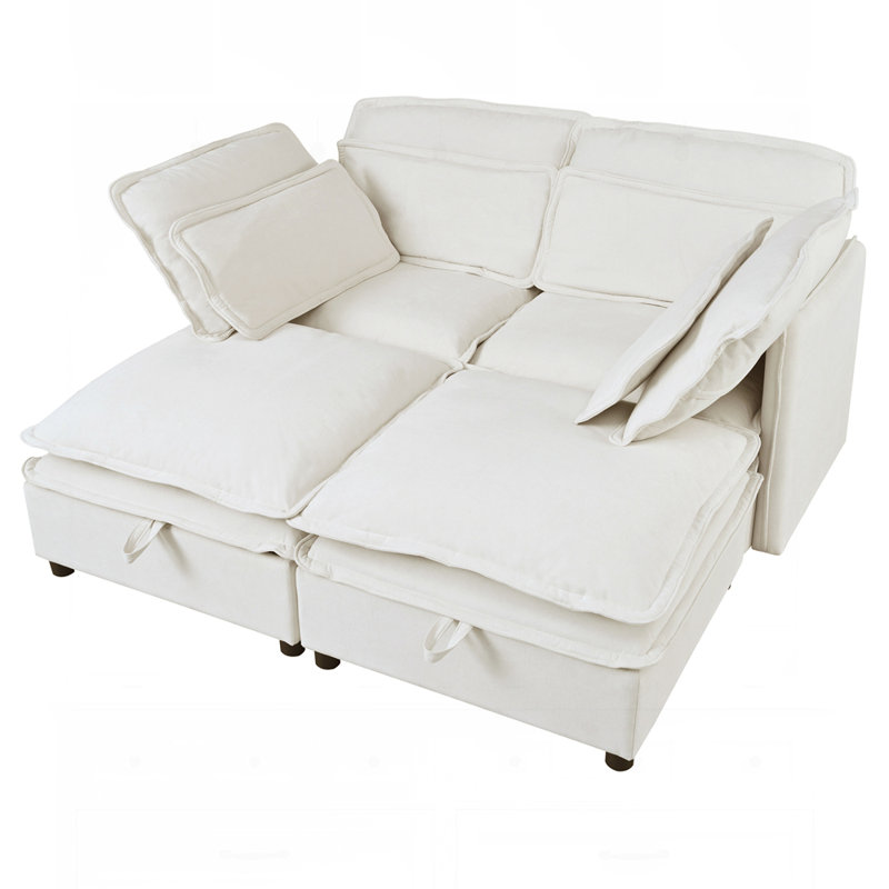 Double-Layer Cushion Modular Sofa, Freely Combinable, Beige