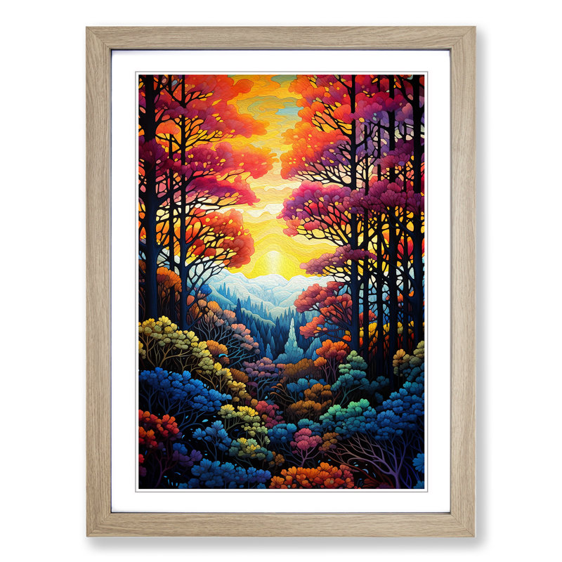 Single Picture Frame Print on Wood, 64cm H x 46cm W, Oak Framed